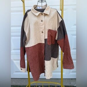 Everyday Chic Boutique Colorblock Corduroy Jacket Shacket